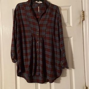Free people plaid Tunic shirt